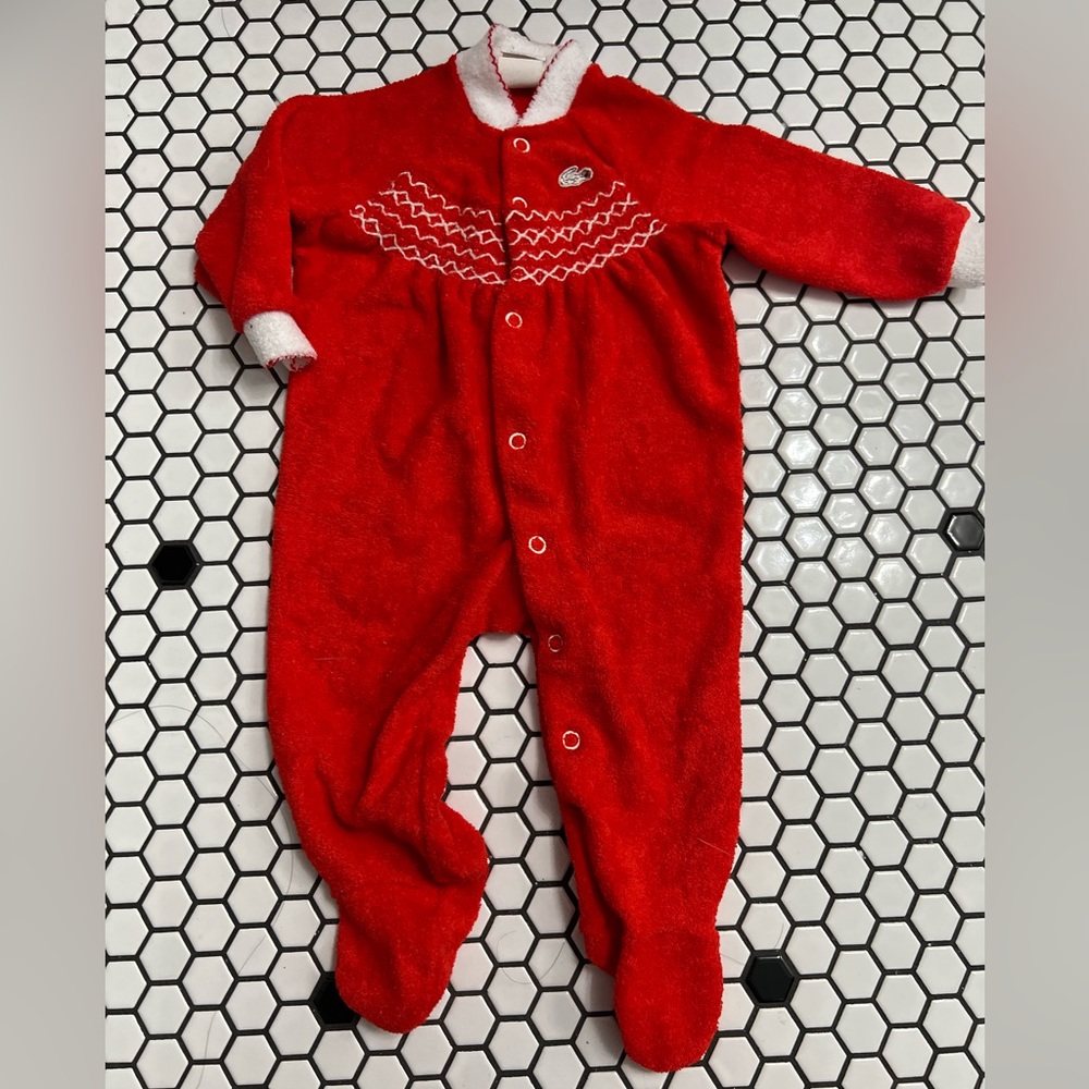 Vintage Izod Lacoste baby one piece snap up outfit 12-18 pounds